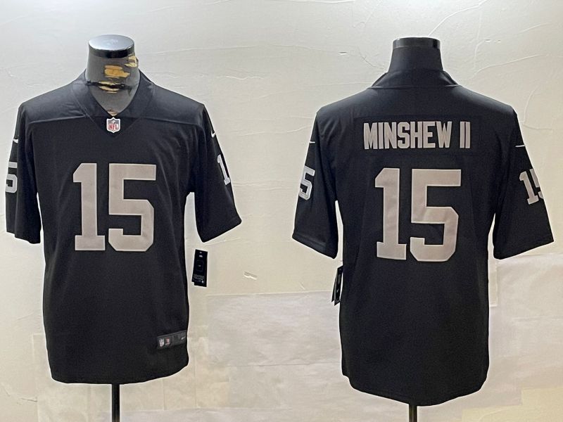 Men Oakland Raiders #15 Minshew ii Black 2024 Nike Limited NFL Jersey style 1->oakland raiders->NFL Jersey